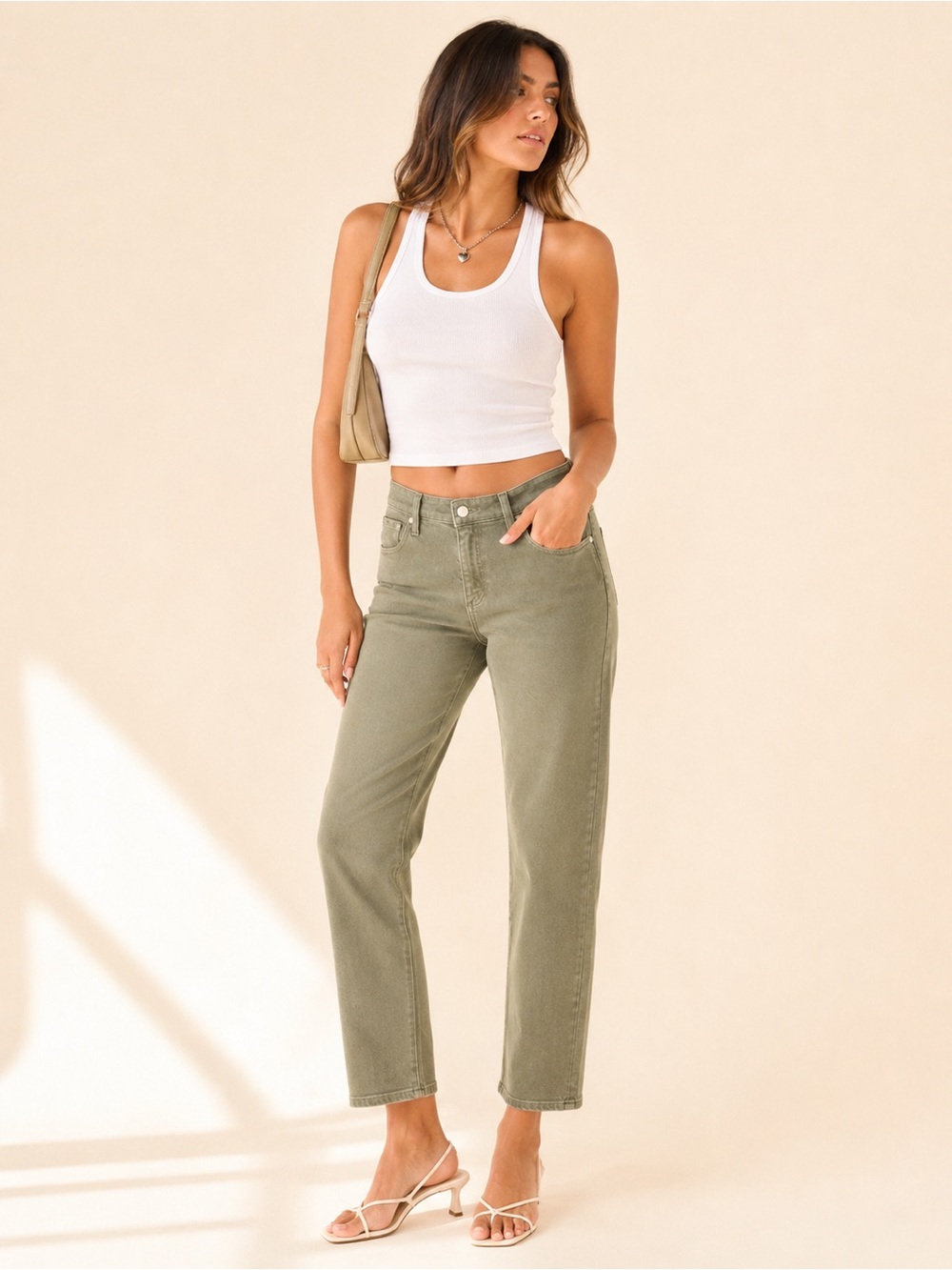 AG Mari Crop High Rise Straight Jeans Rosemary Quiet Luxury Sz 30